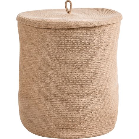 Cesto porta biancheria in cotone intrecciato beige Silopi