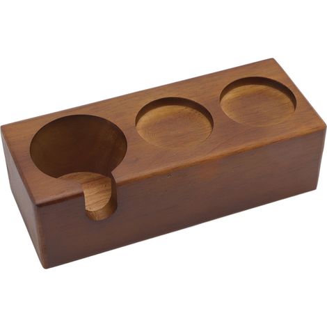 Porte-tamper en bois 3 trous antidérapant pour barista, café, maison ou restaurant (marron) (1/5)