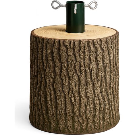 Kawaki S - Base en tronc pour sapin de Noël de 120 à 240 cm H31 cm Effet écorce réaliste
