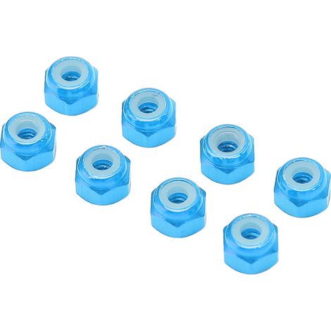 8pcs Écrou frein en alliage d'aluminium doublure nylon M2 hexagonal bleu pour modèles RC Axial SCX24 1/24 (1/5)