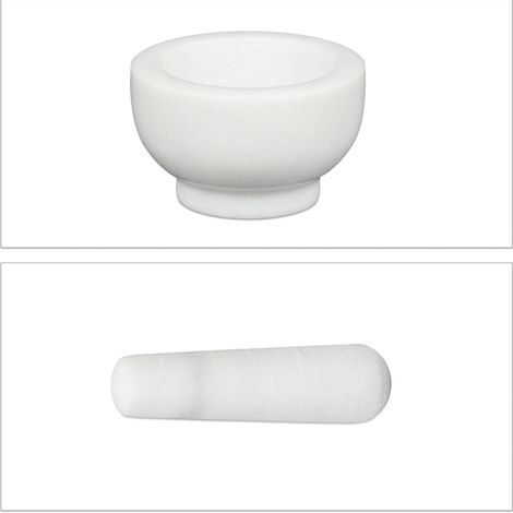 Mortaio in pietra natural per macinare spezie erbe 15 x 10 cm pulizia facile in marmo bianco 130008195