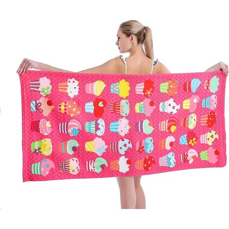 Extra große, schnelltrocknende, weiche, dünne Mikrofaser-Strandtuch-Sets (76 x 152 cm) mit niedlichem Eiscreme-Design – ideal für Kinder, Frauen und Männer. Perfekt für Pool, Strand und Freizeit.