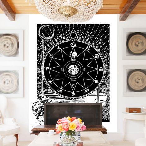Wandbehang im böhmischen indischen Mandala-Stil, Wandteppich, Wandbehang (15) (1/5)
