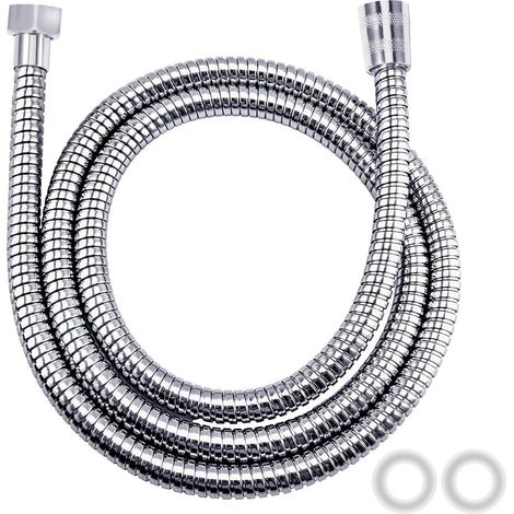 Flexible de douche en acier inoxydable (G1/2 pouces, 150 CM), tuyau de douche, anti-explosion résistant à haute température anti-torsion chrome