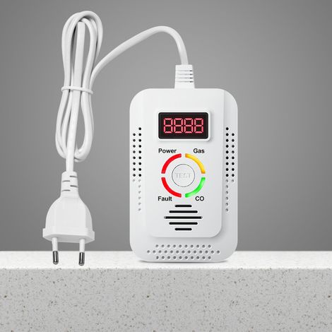 Detector de monóxido de carbono y gas natural - Alarma con sirena de 85 decibelios para cocina, garaje y autocaravana. (1/5)