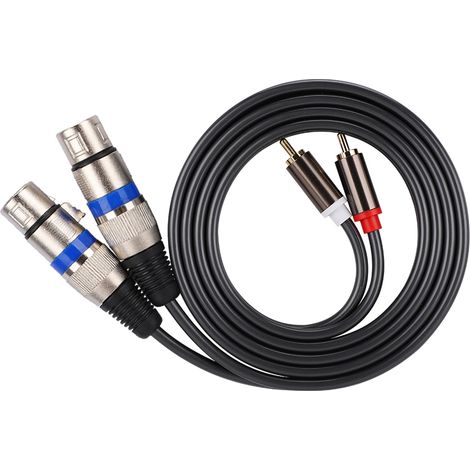 Câble adaptateur audio double RCA mâle vers double XLR femelle Cordon de raccordement Fil PVC à double rangée