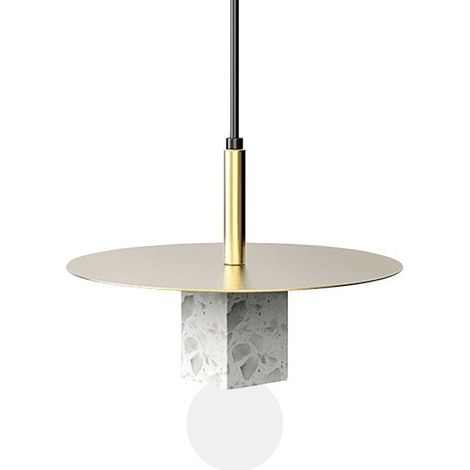 Lustre en marbre et fer forgé, suspension nordique à une tête, lumière de suspension de barre de luxe postmoderne pour salle à manger et chambre (1/5)