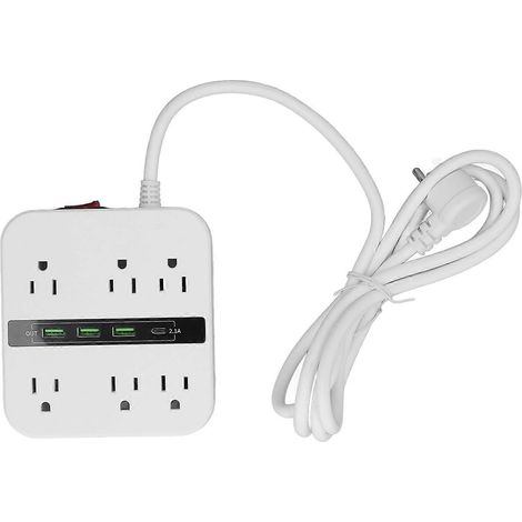 Multiprise avec protection contre les surcharges, boîtier en polycarbonate ignifugé, rallonge de 2500 W, prise 110 V