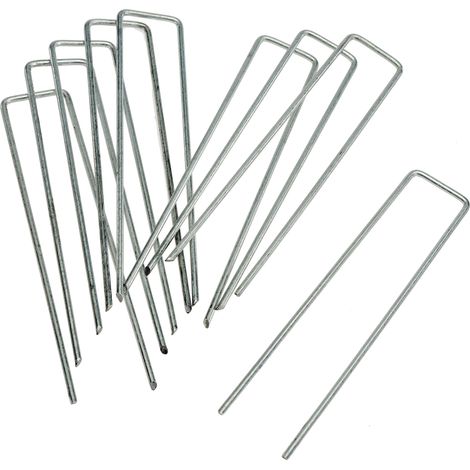 100 Erdanker Metall verzinkt u-förmig 200mmx30mm Ø3mm für Vlies und Gitter (1/4)