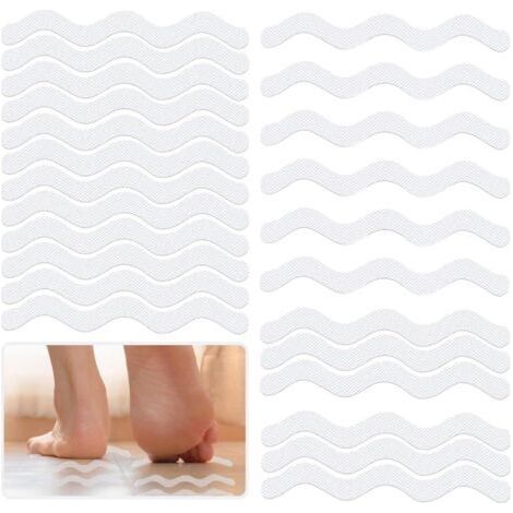 BUNTHAUS 24 Pièces Autocollants de Douche AutoAdhésifs, Tapis Antidérapant Douche Transparents, Surfaces Glissantes, Bande Autocollants Antidérapants pour Baignoire, Escaliers, Salle de Bain (1/5)
