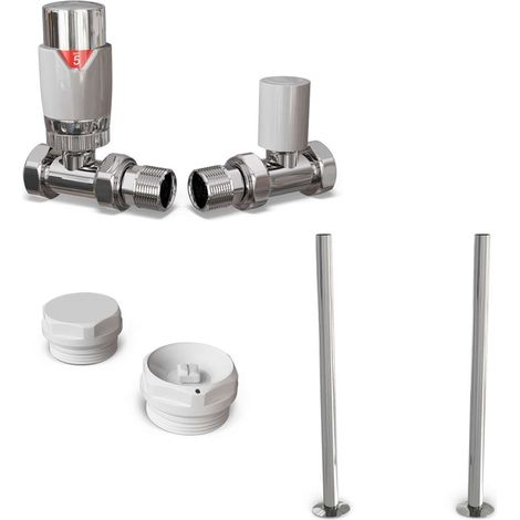 Talus Flair - Thermostatic Radiator Valve & Installation Kit - White Straight 15mm
