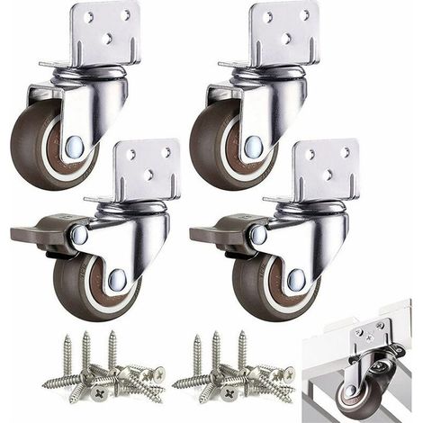 4 Pcs Petites Roulettes pour Meubles 32mm Roulette Pivotante pour Table Basse Armoire Charge 60kg avec Frein Plaque de Montage,TRIMEC (1/5)