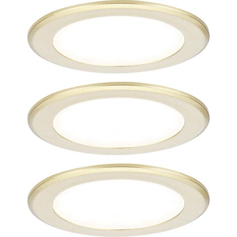 Paulmann LED Möbel-Einbauleuchte gold matt Ø 6,5 cm warmweiß 3er Set Deckenlampen (1/3)