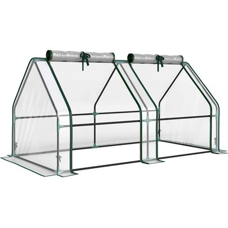 Invernadero de film transparente con puertas de cremallera, estructura de acero 180 x 90 x 90 cm (1/5)