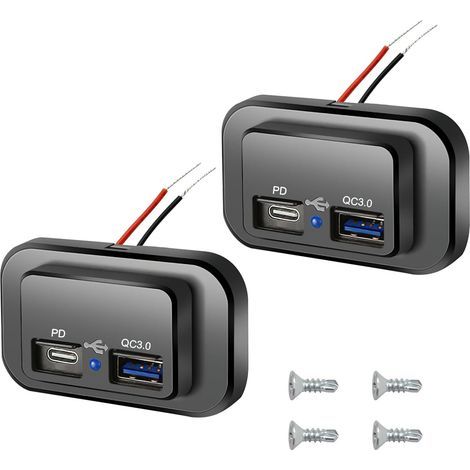 2 Stück Dual-USB-Ladebuchse, 4,8 A-12 V/24 V USB-Ladebuchsenfeld mit blauer LED-Anzeige, wasserdichter Schnellladeadapter für Auto, Bus, Boot