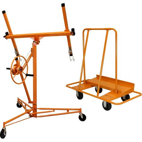 Drywall Lifter Hoist 11ft & Plaster Board Trolley