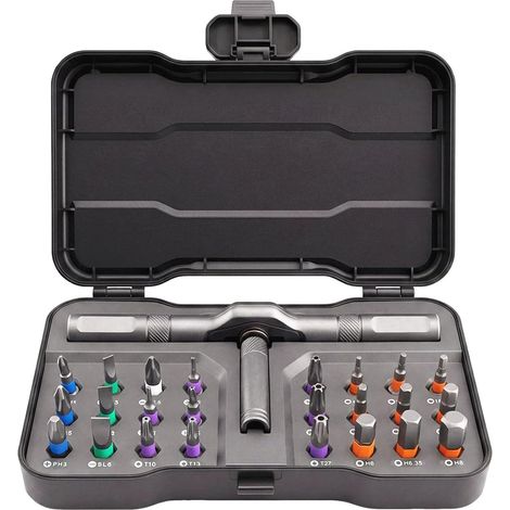 Kit outils de précision, 24-en-1, gris, magnétique, cliquet (1/5)