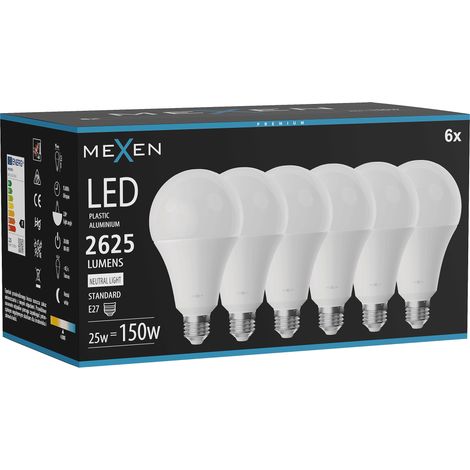 Mexen Nova 6x Ampoule LED E27, A95, 25W, Neutre - 4000K, 2625 lm - L100-E27-2540-01x06 (1/3)