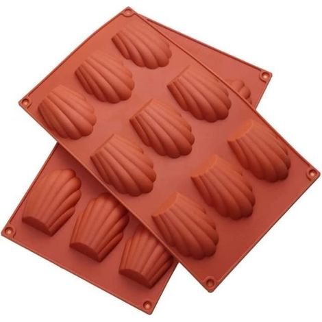 Moule à madeleines à 9 cavités, 2 moules à en silicone antiadhésif, moule à gâteau en forme de coquillage (1/4)