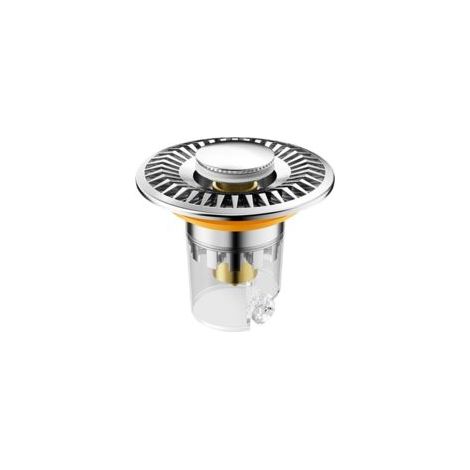 Tappo per lavabo a scomparsa, 1 pezzo, in acciaio inox 304, tappo per lavabo, copertura per lavabo, filtro anti-intasamento, adatto per lavelli da bagno e cucina (33-40 mm, argento) - Crezuo