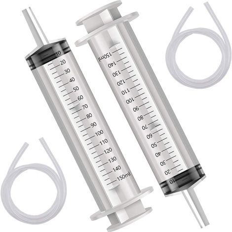 Seringue - 150 ml - Polypropylène - Avec Tube de 1 m - Pour Colle Encre Lubrifiant - Lot de 2 (1/5)