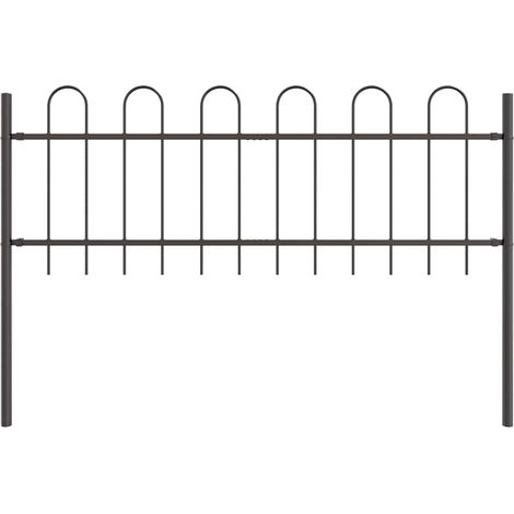 Clôture de jardin, Barrière de jardin grise avec arche, 1,7 x 0,6 m, en acier CFW50096 (1/5)