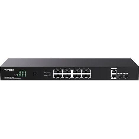 Tenda TEG1120P-16-150W PoE+ Gigabit switch 16x 1Gb/s PoE+ 802.3af/at + 2x SFP + 2x RJ45, 135W, Rack (1/4)