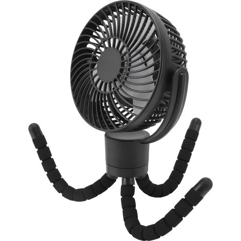 Ventilateur de bureau portable rechargeable avec télécommande et éclairage LED pour le camping, le golf, les poussettes, le bureau ou la chambre. Idéal pour le camping, les voiturettes de golf, les po (1/5)