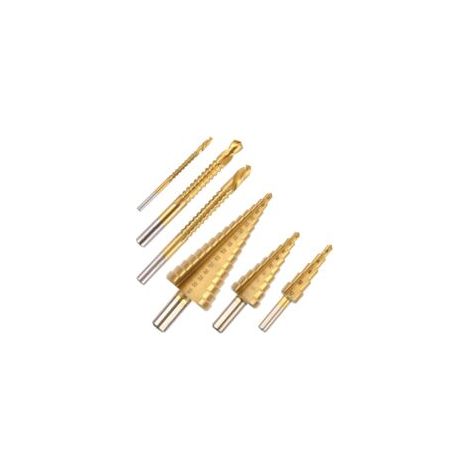 6 Pièce Foret Métal, Triangle Conique Titane, Foret Étagé avec Tige Hexagonale, Foret de Torsion pour acier, plastique, bois, bricolage, Ø 4-32mm, 4-20mm, 4-12mm (1/5)