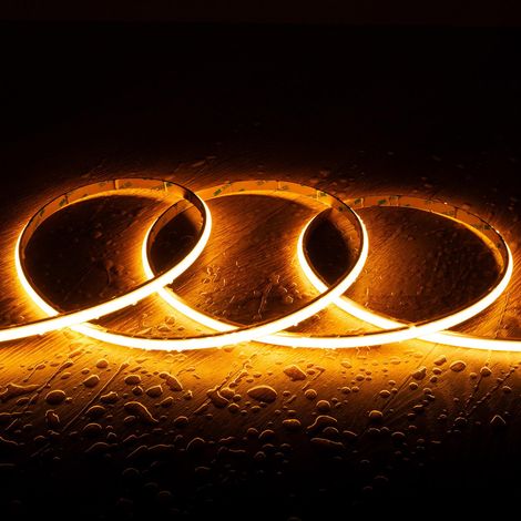 Ruban LED 24V WCOB 252 LED/m 5m 12W/m 1080lm/m Largeur 10mm FreeCut IP65 CRI90 SILICONE FLEX 2200K Super chaud