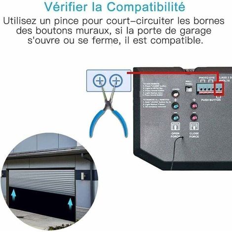 Ouvre-Porte de Garage Connecté WiFi, Interrupteur de Porte Intelligent, Compatible avec Google Home Alexa, Commutateur Contrôlé à Distance, Kits Smart Module pour Portail Coulissant
