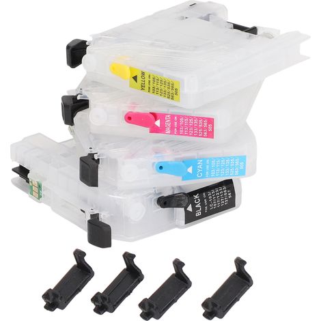 Cartouche d'encre rechargeable 4 couleurs pour imprimante jet d'encre, avec puce permanente, compatible LC103. (1/5)