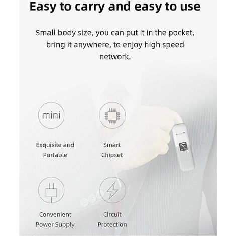 Clé USB WiFi 4G LTE 150M, routeur portable avec carte SIM, compatible avec les bandes U6 et les bandes d'Amérique latine. (1/5)
