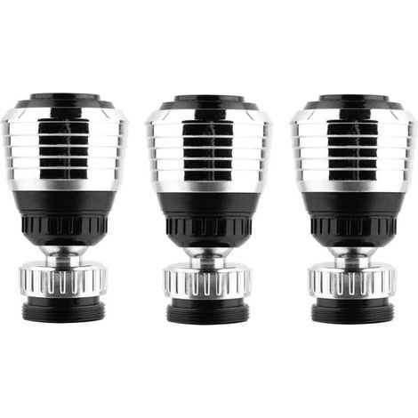 Lot de 3 embouts de robinet pivotants à 360° avec filtre, adaptateur et aérateur pour robinet de cuisine, permettant de réaliser des économies d'eau.