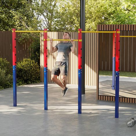 Pour s'entraîner au jardin, station de traction à sceller avec 5 hauteurs réglables et 4 ancrages (1/5)