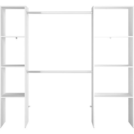 Dressing blanc 6 étagères, 2 penderies 198 x 40 x 180 cm ELYSEE