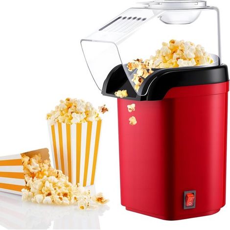 Machine à Pop-Corn à Air Chaud - Mini Huile - 1200w - Rapide en 3 Minutes - Commande à une Touche - pour la Maison, Soirée Cinéma, Football, Noël, (1/5)