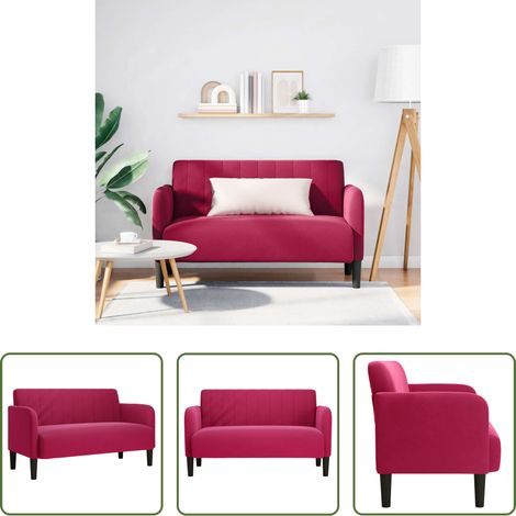 vidaXL Canapé moderne - Canapé causeuse rouge bordeaux 109 cm velours