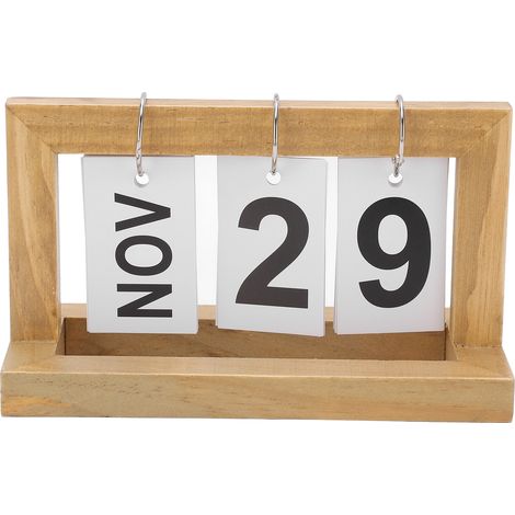 Small Desk Calendar Wood Colour Months Dates Separate Flip Charts Stylish Practical Desktop Decoration (1/5)