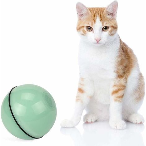 Light Up Ball for Cat Toy 360 Degree Automatic Rotating Ball with LED Light and USB Rechargeable Battery Electric Interactive Toy for Pets Cats Puppies (Green) (1/5)