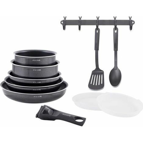 Batería de cocina - Todos los fuegos, incluida la inducción - ART & CUISINE - AC1083 - Aluminio - 10 piezas - Negro (1/5)