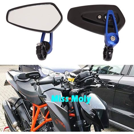 Rétroviseurs latéraux de moto 7/8" 22 mm en alliage d'aluminium pour guidon, pour motos sportives, scooters et cruisers (bleu) (1/5)