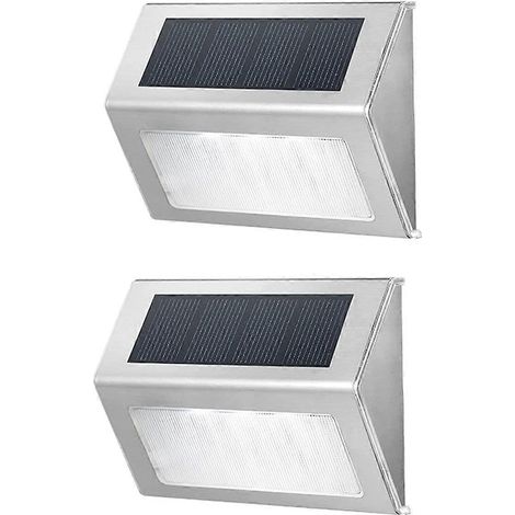 Solarbetriebene Terrassenleuchten, wasserdichte LED-Beleuchtung für Stufen und Zäune im Außenbereich, zwei Leuchtmodi, Weiß, 2er-Pack