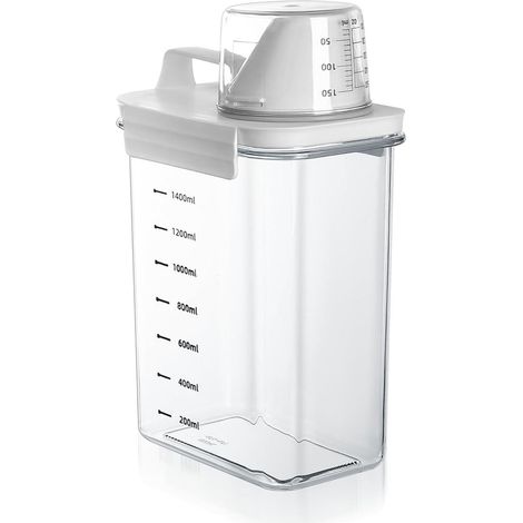 Dispenser Lessive - 1800 ml - Bec Verseur Incliné - Fermeture Étanche En Silicone - Réservoir Transparent - Pour Lessive Liquide Et Poudre (1/5)