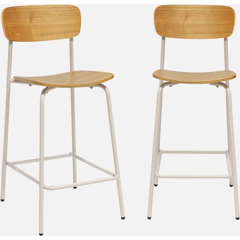 Set di 2 sgabelli da bar vintage metallo e compensato