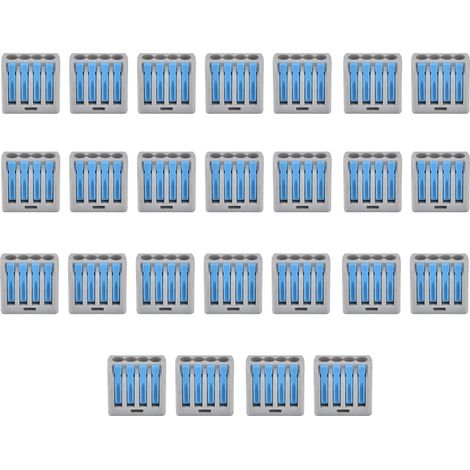 25 Connecteurs de levier 4 voies, bornes de jonction rapide à poussoir, bloc de câbles compacts bleu (1/5)