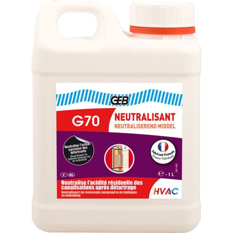 GEB – Neutralisant des canalisations après détartrage 1L – Neutralise l'acidité résiduelle – Sans action corrosive sur les métaux
