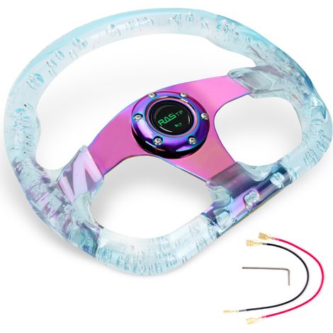 Car modification accessories D-type acrylic steering wheel 320MM crystal frame racing steering wheel 13-inch - acrylic - green (1/4)