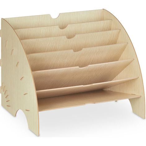 Organizer da scrivania compatto con 6 scomparti portadocumenti 27 x 34 x 27 cm in MDF nero 130012111