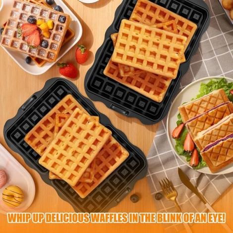 Plaque à gaufres en silicone 2 pièces réutilisables compatibles avec Ninja AF400EU AF500EU AF300EU Préparation de gaufres dan (1/4)